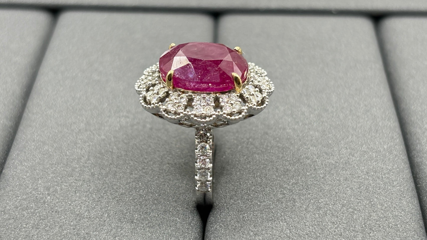 A BURMESE ANTIQUE RUBY IN A RING