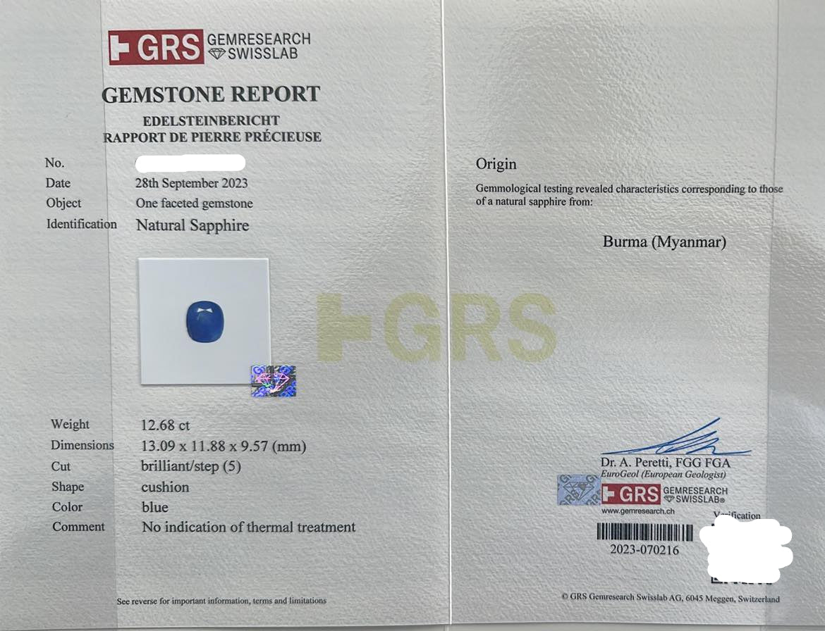 BURMA BLUE SAPPHIRE GRS