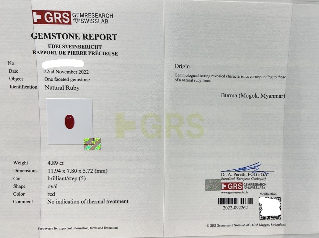 A RUBY RING GRS BURMA