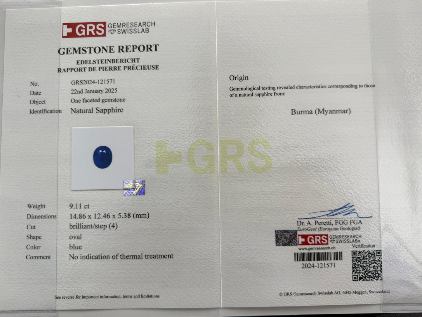 A BURMESE RARE BLUE SAPPHIRE