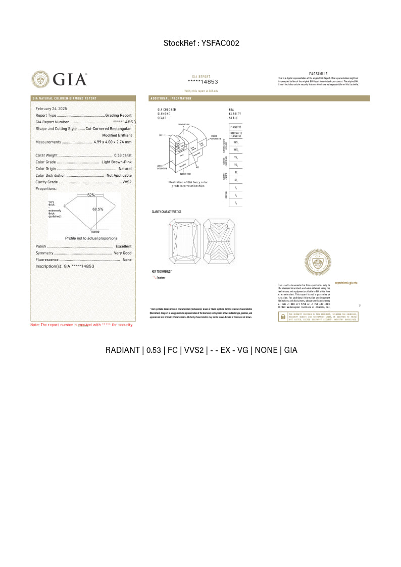 GIA DIAMOND REF. YSFAC002