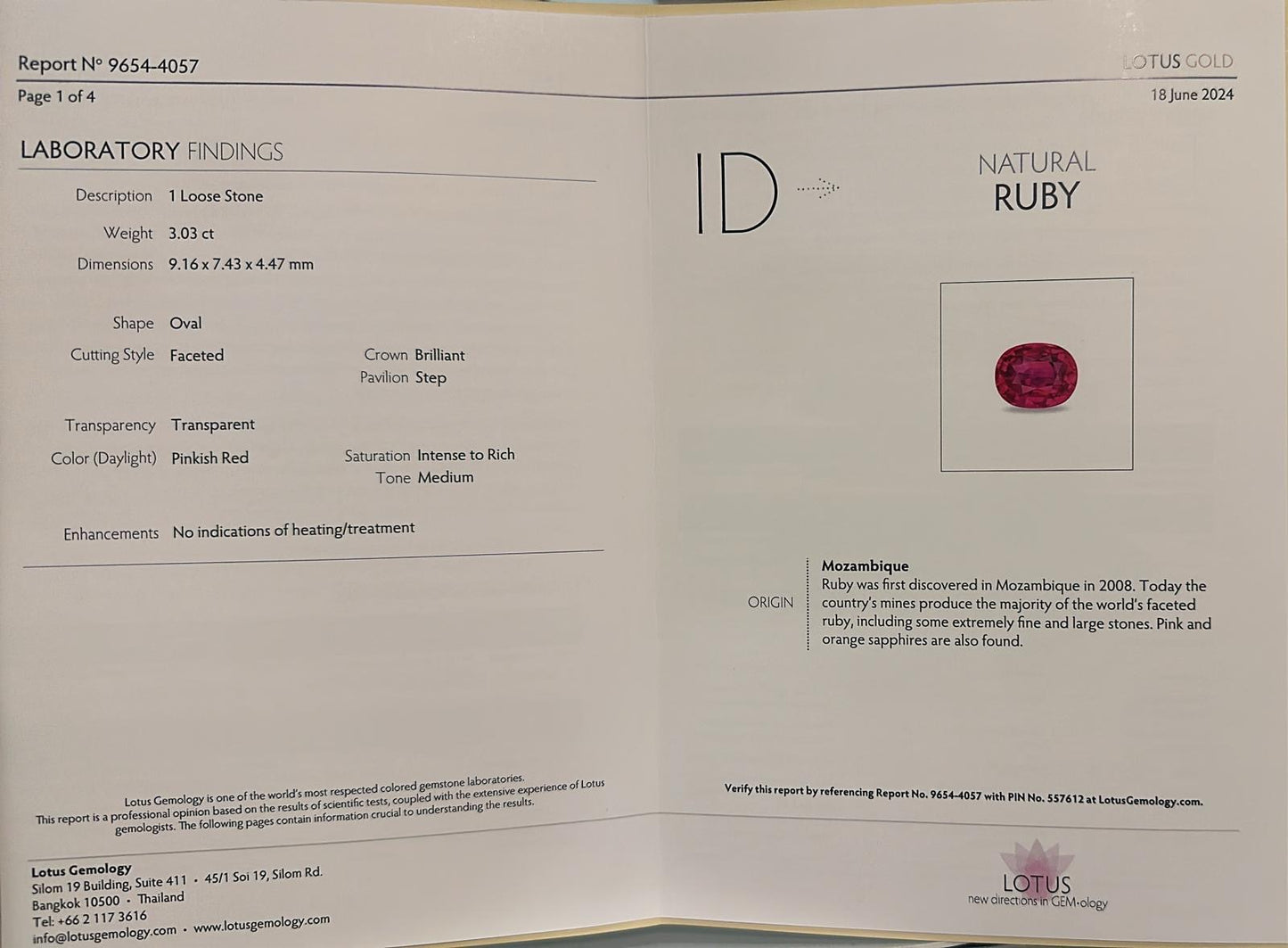 A MOZAMBIQUE RUBY UNHEAT