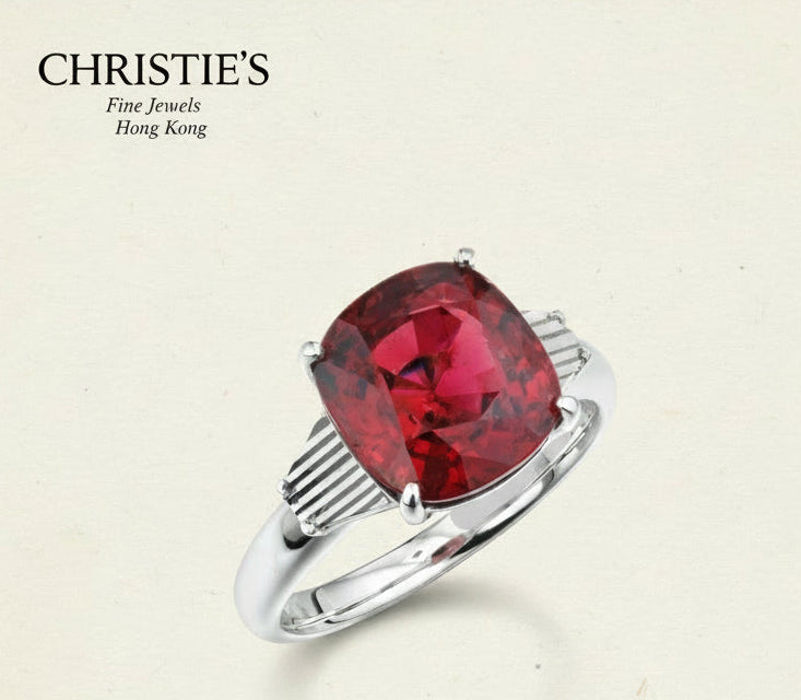 auctioned at christies december online a product of odile a spinel ring 5.18 cts burmese vivid red orange grs  